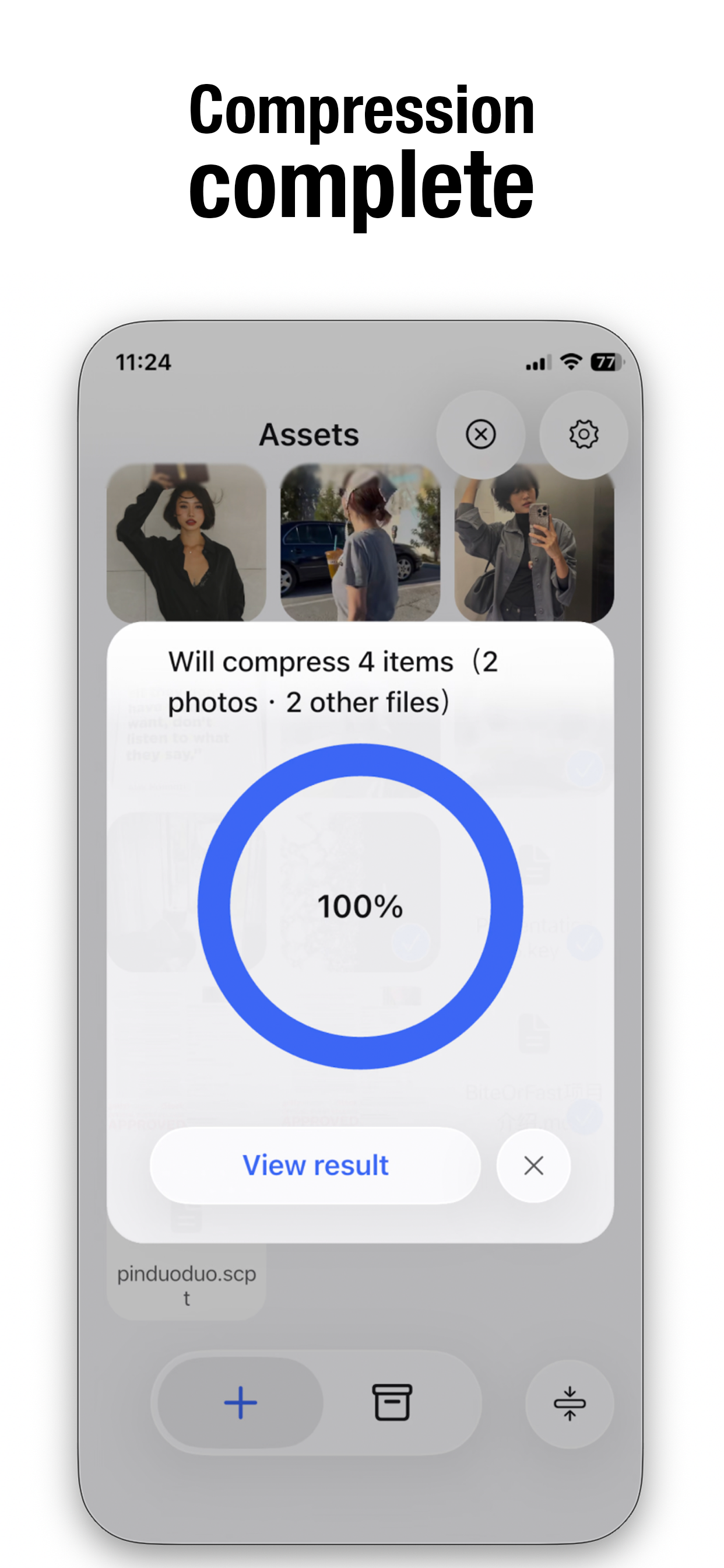 Zip0 compression completed screen