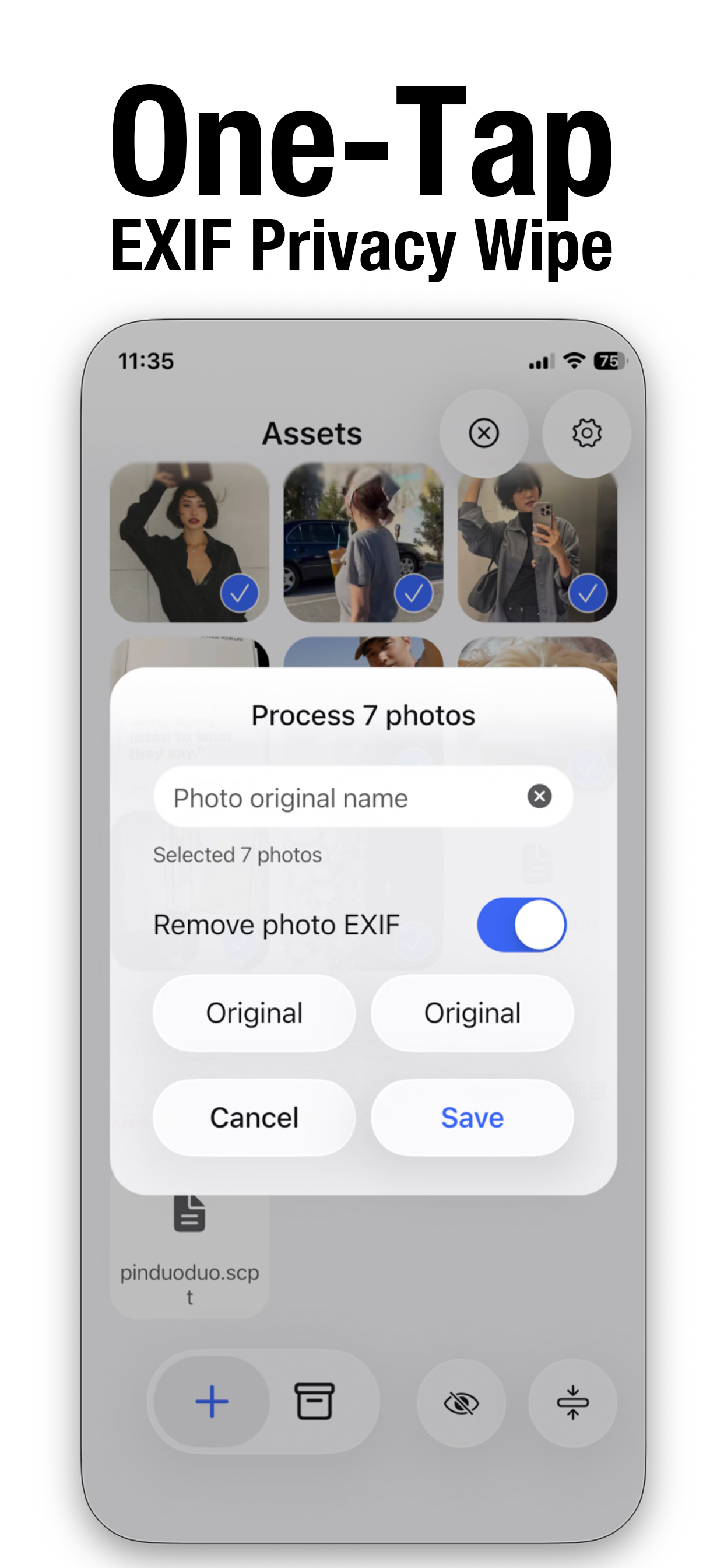 Zip0 EXIF privacy cleaning options